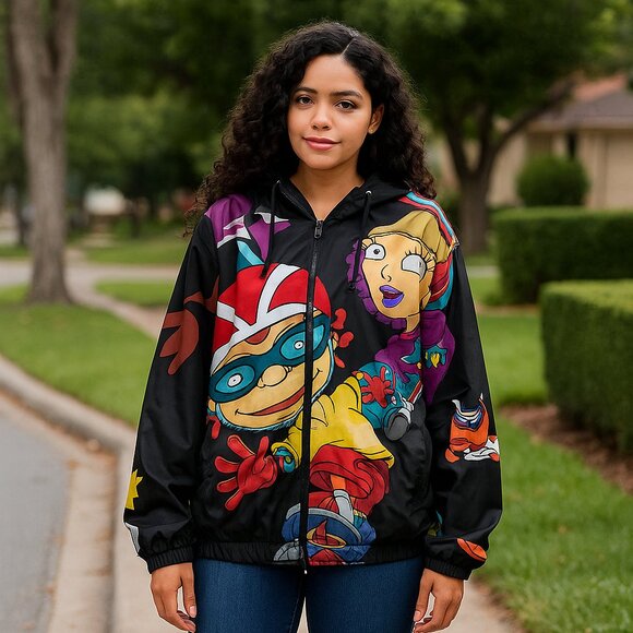 VTG Members Only X Nickelodeon Rocket Power Unisex AOP Zip Jacket Graphic Small - Picture 1 of 10